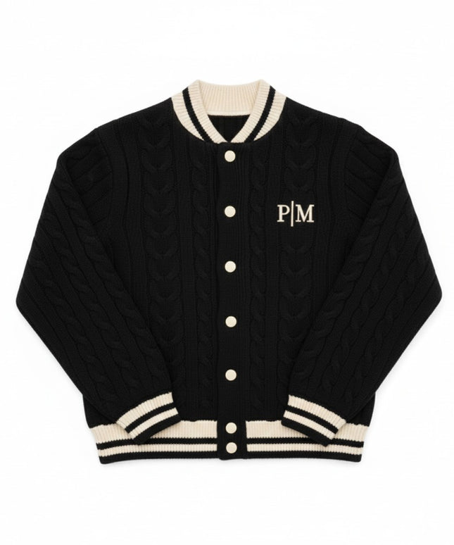 The PM Noir Heritage Cable Varsity Cardigan