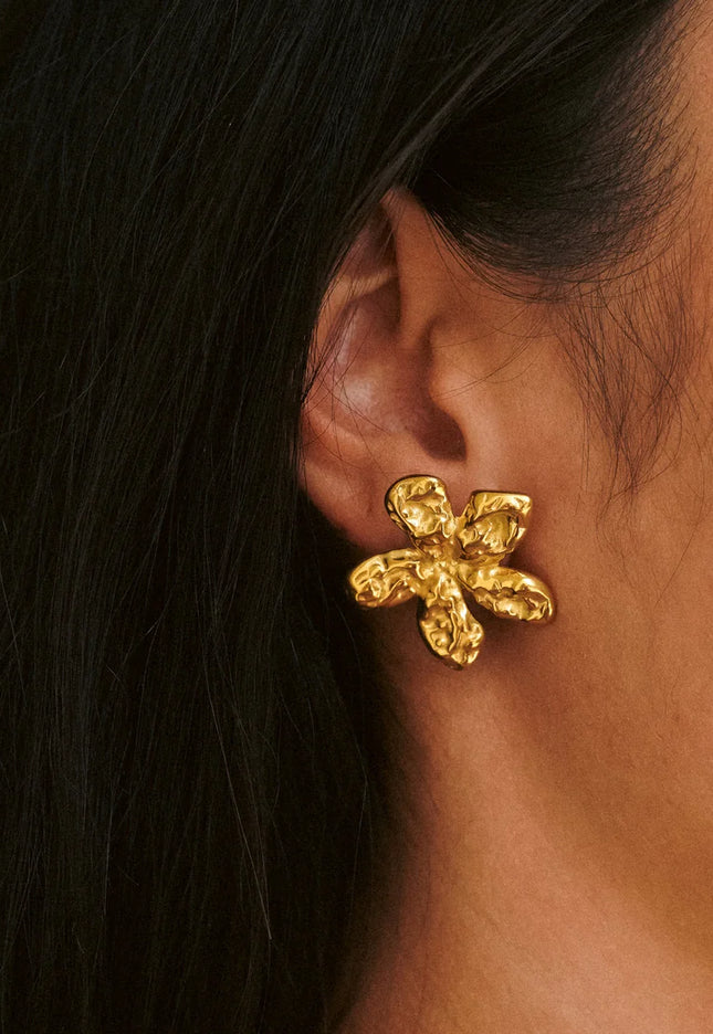 GOLDEN BLOSSOM LUXE EARRINGS Made In Solid Non-Tarnish Stainless Steel With 18K Gold-Plate