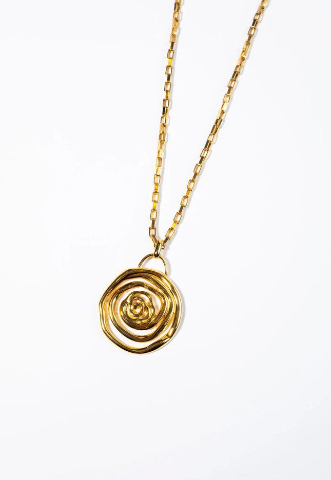 SPIRAL EMBRACE PENDANT NECKLACE In Solid Non-Tarnish Stainless Steel With 18K Gold-Plate