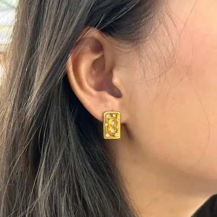 Stardust Echo Studs – Gold Dreams, Celestial Sparkle Earrings