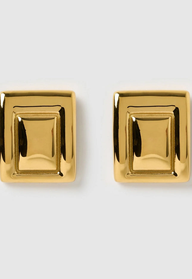 GOLDEN PYRAMID LUXE EARRINGS In Solid Non-Tarnish Stainless Steel With 18K Gold-Plate
