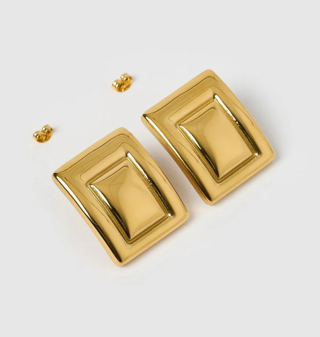 GOLDEN PYRAMID LUXE EARRINGS In Solid Non-Tarnish Stainless Steel With 18K Gold-Plate