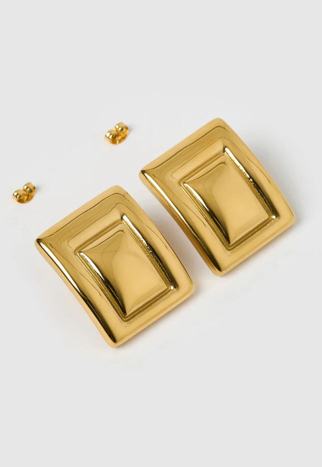 GOLDEN PYRAMID LUXE EARRINGS In Solid Non-Tarnish Stainless Steel With 18K Gold-Plate
