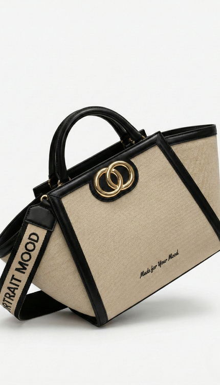 The P|M Icon Frame Tote - Noir & Sand Edition