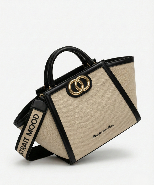 The P|M Icon Frame Tote - Noir & Sand Edition