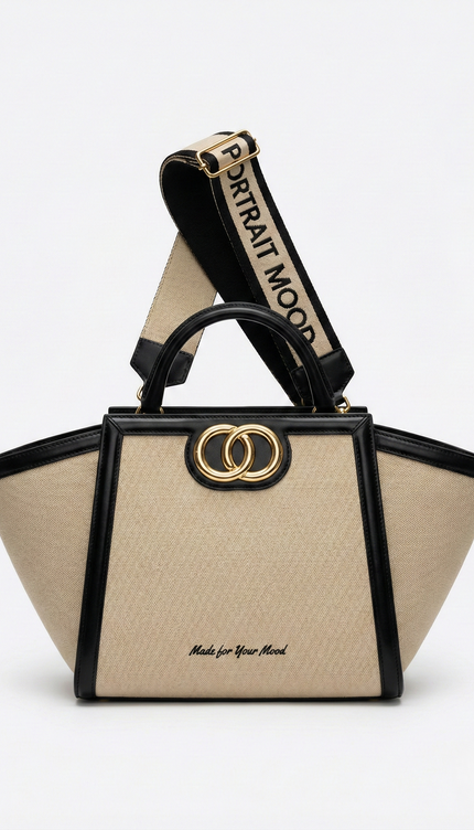 The P|M Icon Frame Tote - Noir & Sand Edition