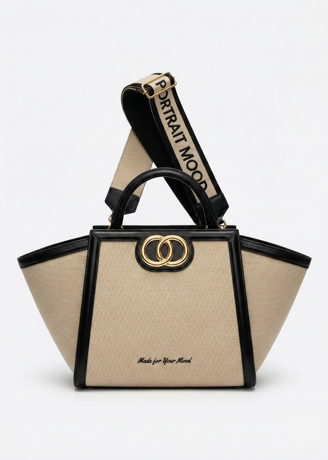 The P|M Icon Frame Tote - Noir & Sand Edition