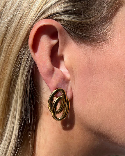 ECHO LINK EARRINGS IN 18K GOLD PLATE In Solid Stainless Steel 18K Gold-Plate