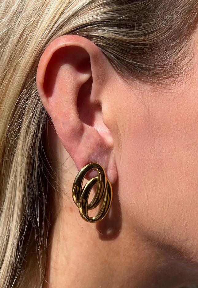 ECHO LINK EARRINGS IN 18K GOLD PLATE In Solid Stainless Steel 18K Gold-Plate
