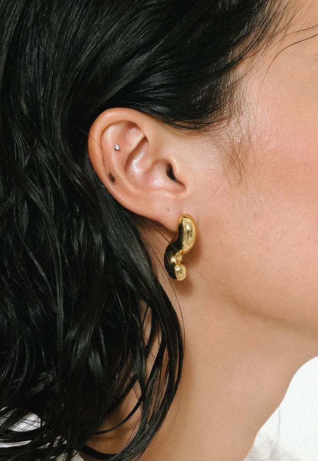 Sculpted Flow Earrings – Art in Motion - Made In Solid Non-Tarnish Stainless Steel With 18K Gold-Plate
