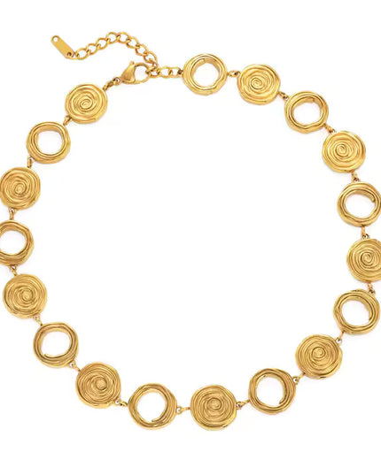 ECLIPSE SPIRAL NECKLACE In Solid Non-Tarnish Stainless Steel With 18K Gold-Plate