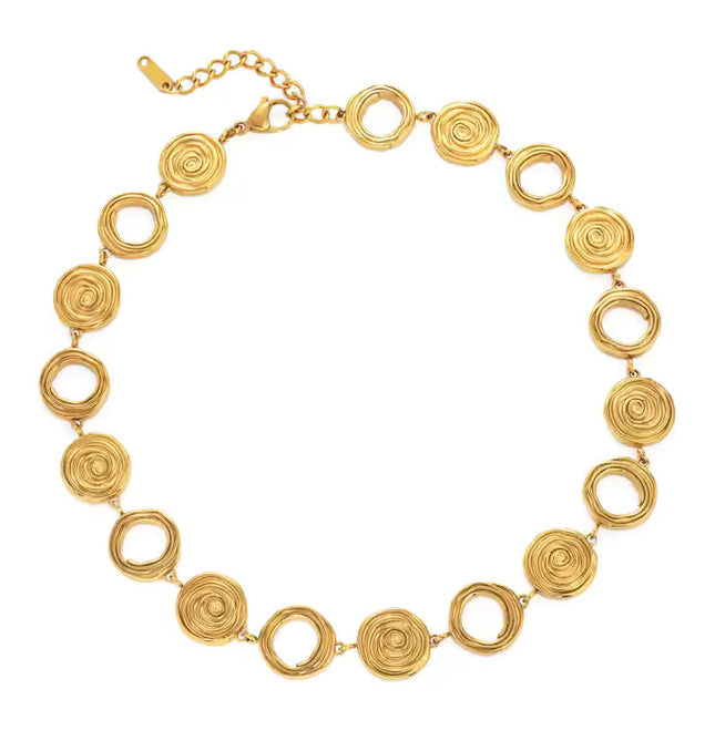 ECLIPSE SPIRAL NECKLACE In Solid Non-Tarnish Stainless Steel With 18K Gold-Plate