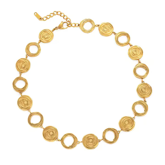 ECLIPSE SPIRAL NECKLACE In Solid Non-Tarnish Stainless Steel With 18K Gold-Plate