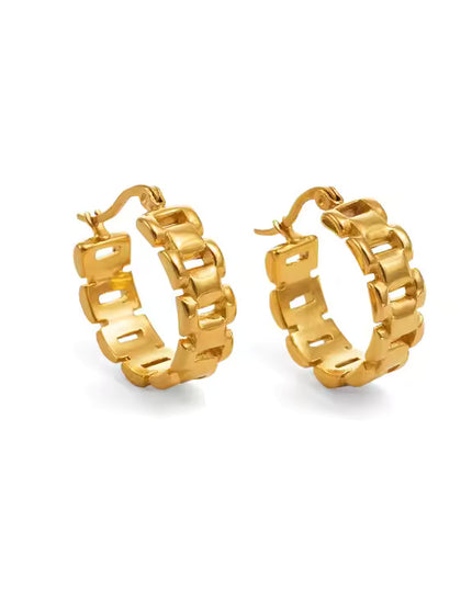 CLASSIC FRENCH LUXE HOOPS  In Solid Stainless Steel 18K Gold-Plate