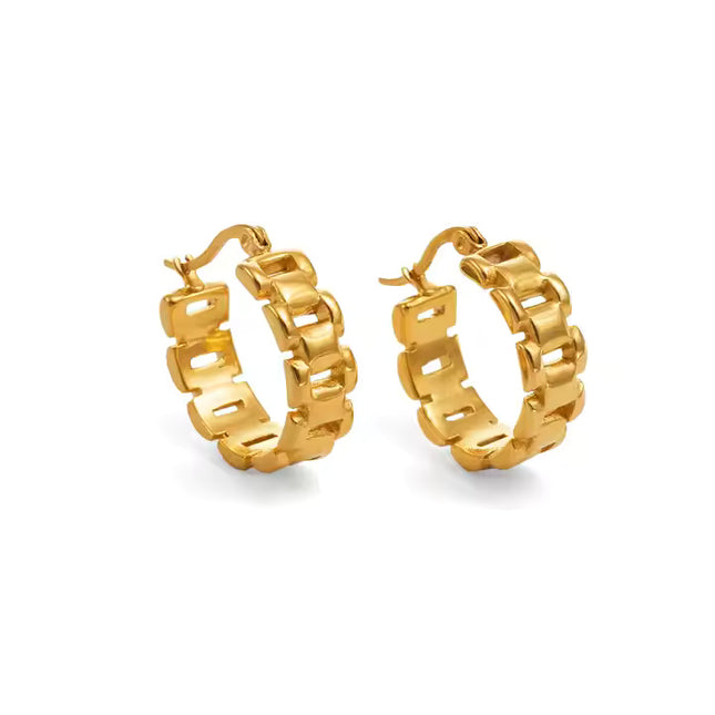 CLASSIC FRENCH LUXE HOOPS  In Solid Stainless Steel 18K Gold-Plate