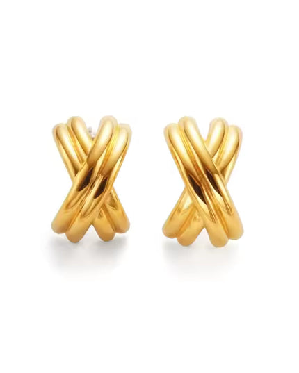 THE POWER FOLD LUXE EARRINGS In Solid Non-Tarnish Stainless Steel With 18K Gold-Plate