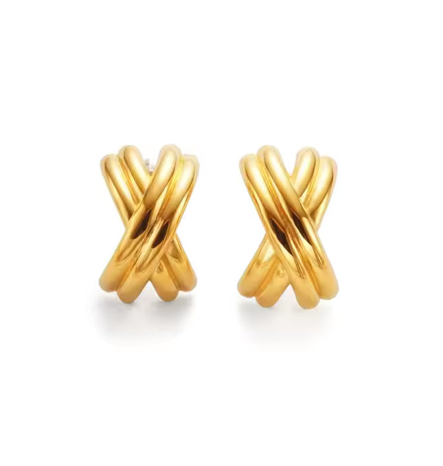THE POWER FOLD LUXE EARRINGS In Solid Non-Tarnish Stainless Steel With 18K Gold-Plate