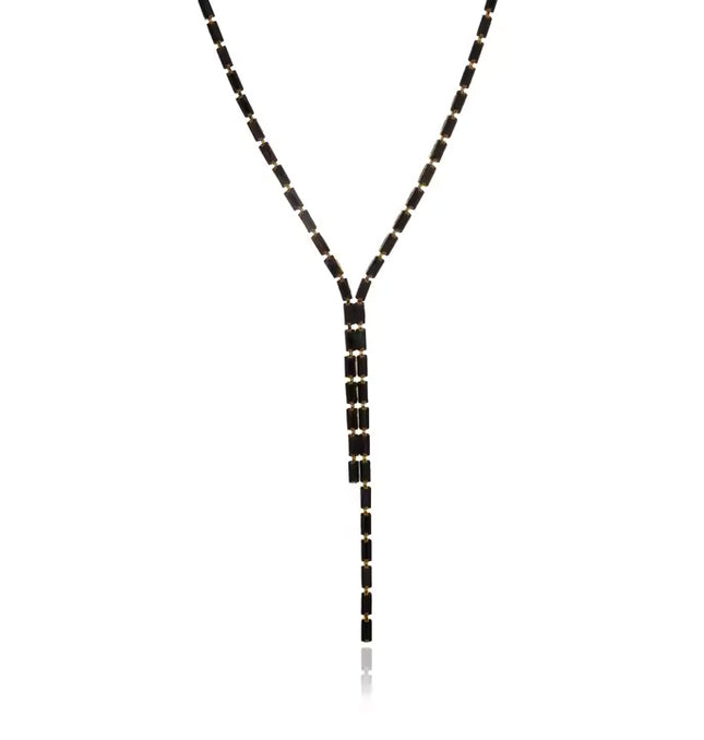 NOIR LUXE LARIAT PREMIUM NECKLACE - LIMITED EDITION In Solid Non-Tarnish Stainless Steel With 18K Gold-Plate