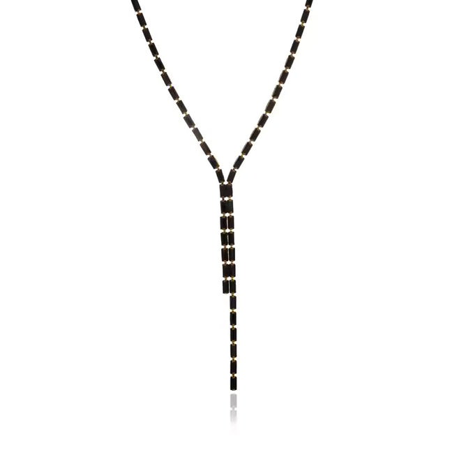 NOIR LUXE LARIAT PREMIUM NECKLACE - LIMITED EDITION In Solid Non-Tarnish Stainless Steel With 18K Gold-Plate