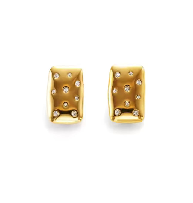 Stardust Echo Studs – Gold Dreams, Celestial Sparkle Earrings