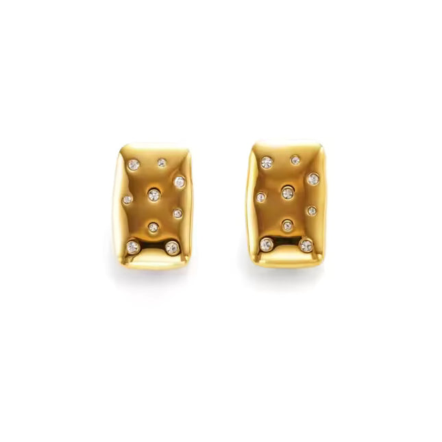 Stardust Echo Studs – Gold Dreams, Celestial Sparkle Earrings