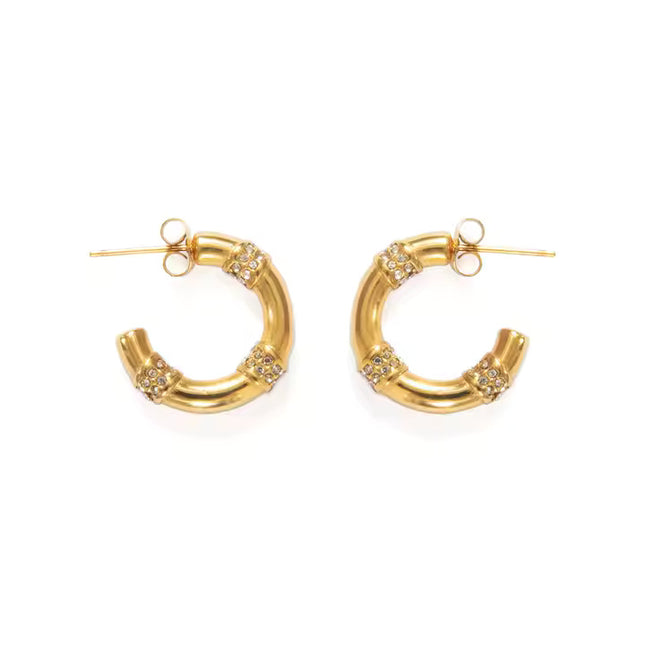 LUMINOUS LUXE HOOPS - EARRINGS In Solid Non-Tarnish Stainless Steel With 18K Gold-Plate