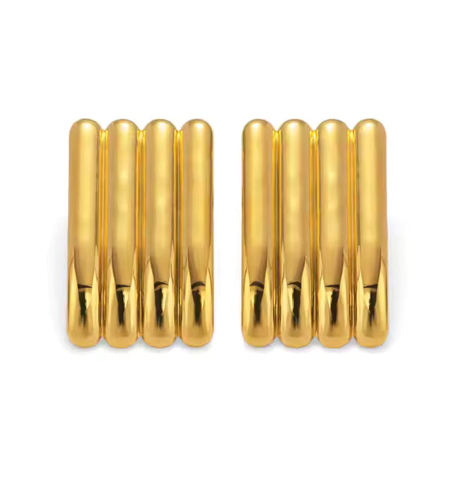 THE CASCADE STUD EARRINGS In Solid Stainless Steel With 18K Gold-Plate