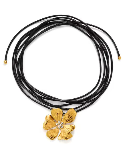 GOLDEN FLORA CHOKER - NECKLACE In Solid Non-Tarnish Stainless Steel With 18K Gold-Plate