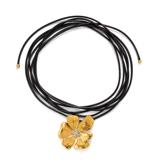 GOLDEN FLORA CHOKER - NECKLACE In Solid Non-Tarnish Stainless Steel With 18K Gold-Plate