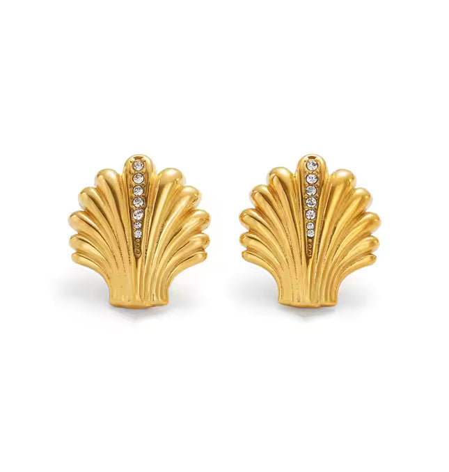 SIREN STUD EARRINGS – DIAMOND SHELL EDITION In Solid Stainless Steel With 18K Gold-Plate