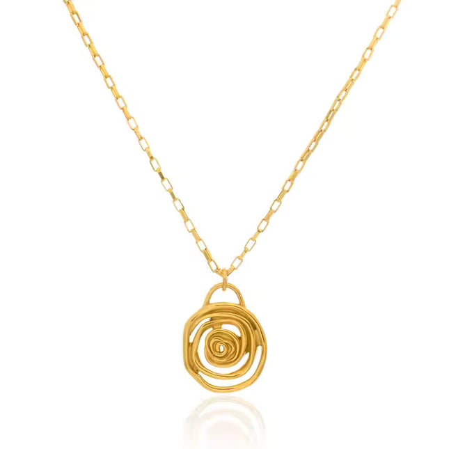 SPIRAL EMBRACE PENDANT NECKLACE In Solid Non-Tarnish Stainless Steel With 18K Gold-Plate