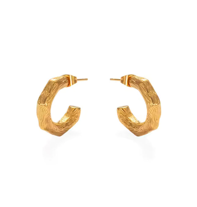 Golden Drift Hoops - EARRINGS In Solid Non-Tarnish Stainless Steel With 18K Gold-Plate