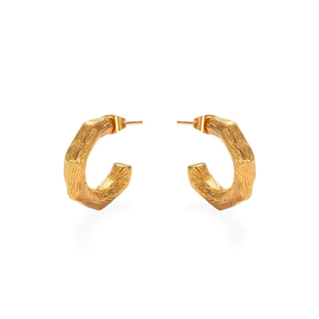 Golden Drift Hoops - EARRINGS In Solid Non-Tarnish Stainless Steel With 18K Gold-Plate