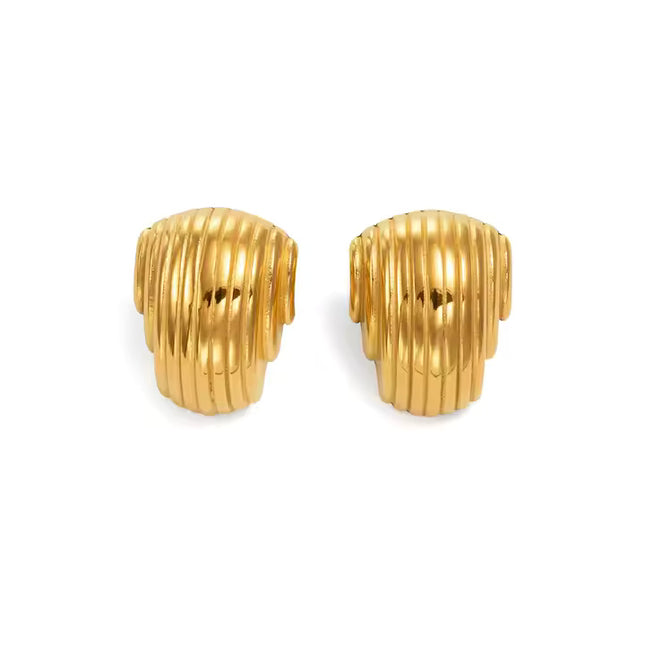 Gilded Wave Luxe Earrings – Sculpted Gold for Bold Expression - Made In Solid Non-Tarnish Stainless Steel With 18K Gold-Plate