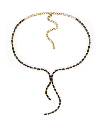 NOIR LUXE LARIAT PREMIUM NECKLACE - LIMITED EDITION In Solid Non-Tarnish Stainless Steel With 18K Gold-Plate