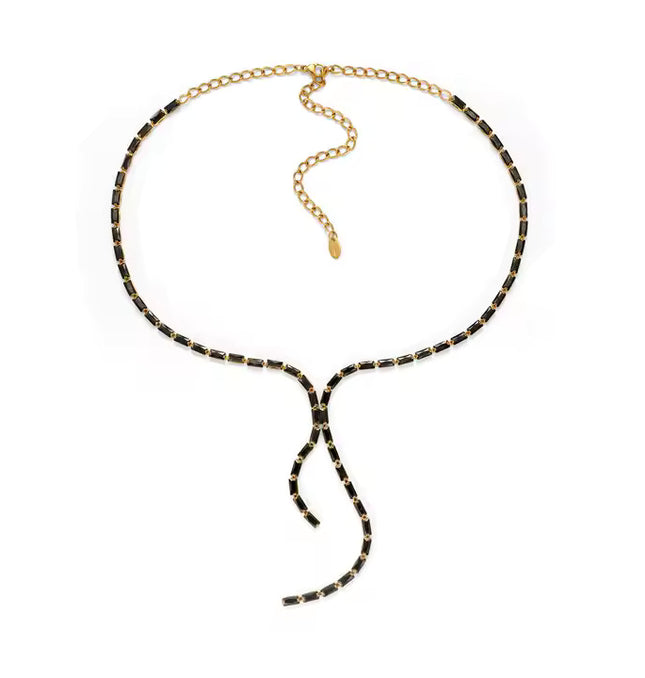 NOIR LUXE LARIAT PREMIUM NECKLACE - LIMITED EDITION In Solid Non-Tarnish Stainless Steel With 18K Gold-Plate