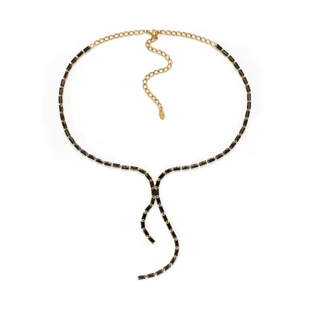NOIR LUXE LARIAT PREMIUM NECKLACE - LIMITED EDITION In Solid Non-Tarnish Stainless Steel With 18K Gold-Plate