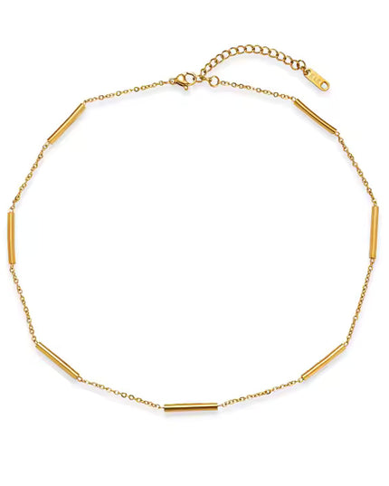 MINIMALIST GOLD BAR CHAIN - NECKLACE In Solid Non-Tarnish Stainless Steel With 18K Gold-Plate