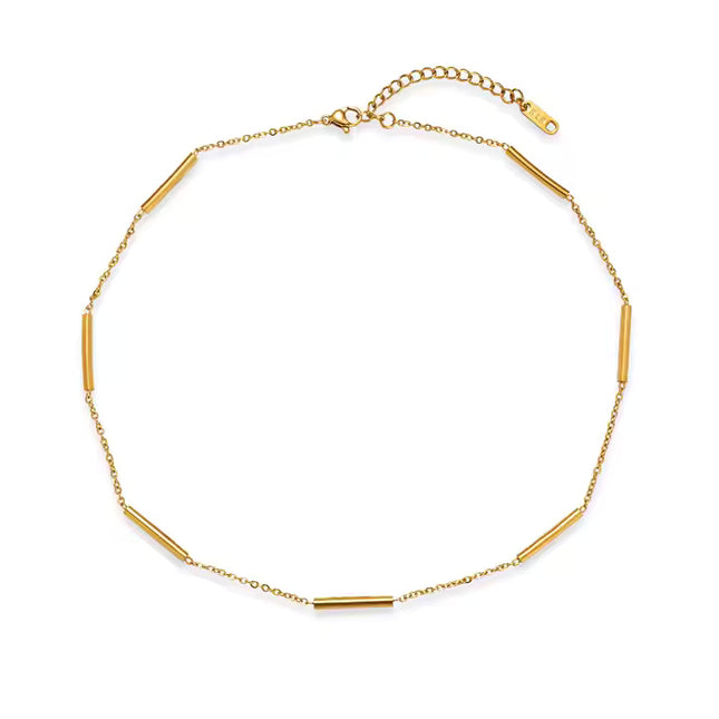 MINIMALIST GOLD BAR CHAIN - NECKLACE In Solid Non-Tarnish Stainless Steel With 18K Gold-Plate
