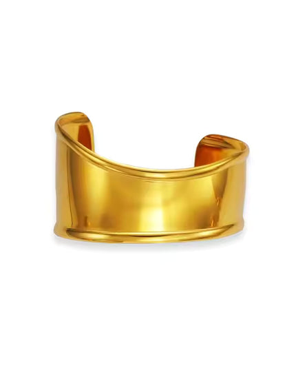 SCULPTED ARMOR CUFFS - BRACELET In Solid Stainless Steel With 18K Gold-Plate
