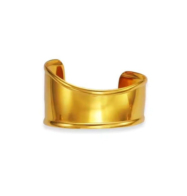 SCULPTED ARMOR CUFFS - BRACELET In Solid Stainless Steel With 18K Gold-Plate