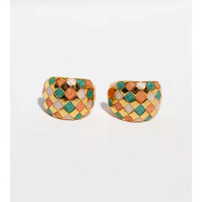 Colorful Woven Pattern Hoop Earrings