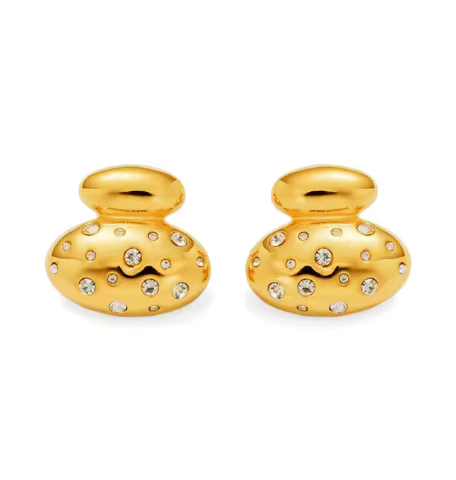 THE DOT DROP - EARRINGS In Solid Non-Tarnish Stainless Steel With 18K Gold-Plate