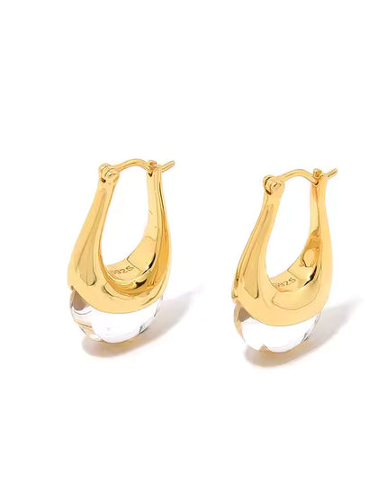 Lune Drops – Gold & Prehnite Crystal Earrings in Solid  925 Sterling Silver with 18K Gold Plate
