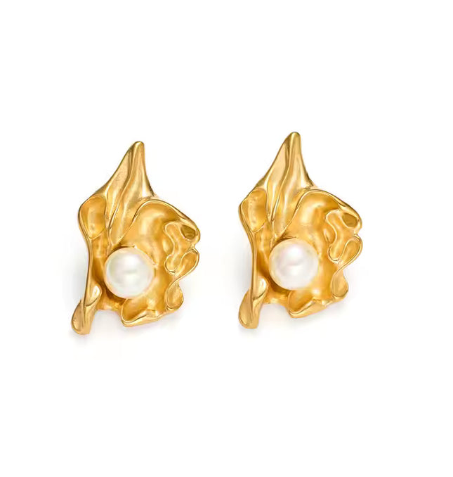 OCEAN BLOOM EARRINGS In Solid Stainless Steel With 18K Gold-Plate