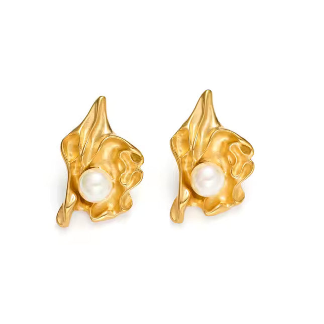 OCEAN BLOOM EARRINGS In Solid Stainless Steel With 18K Gold-Plate