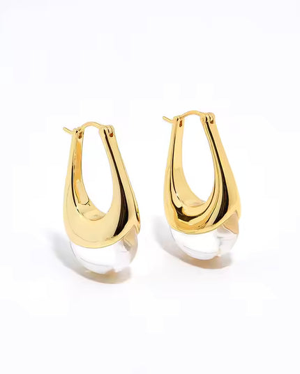 Lune Drops – Gold & Prehnite Crystal Earrings in Solid  925 Sterling Silver with 18K Gold Plate