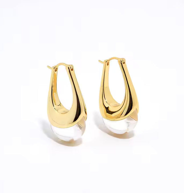 Lune Drops – Gold & Prehnite Crystal Earrings in Solid  925 Sterling Silver with 18K Gold Plate