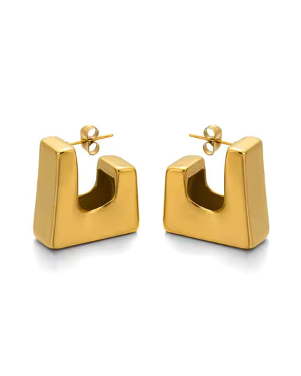 MODERN EDGE HOOPS - EARRINGS In Solid Non-Tarnish Stainless Steel With 18K Gold-Plate