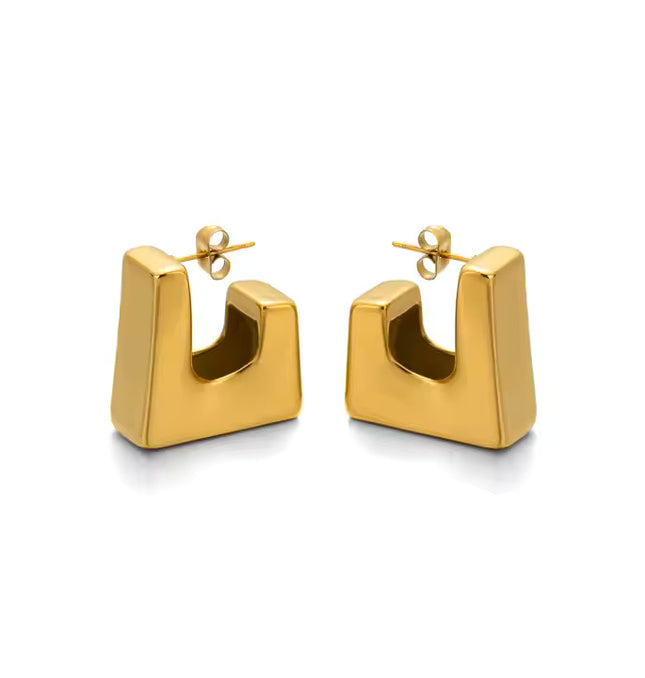 MODERN EDGE HOOPS - EARRINGS In Solid Non-Tarnish Stainless Steel With 18K Gold-Plate